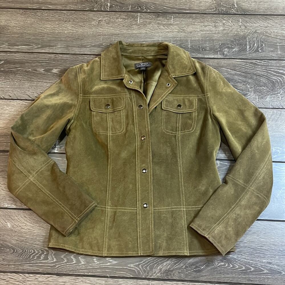 Vintage Green Suede Snap Front Jacket Women’s Size Small - Picture 3 of 8